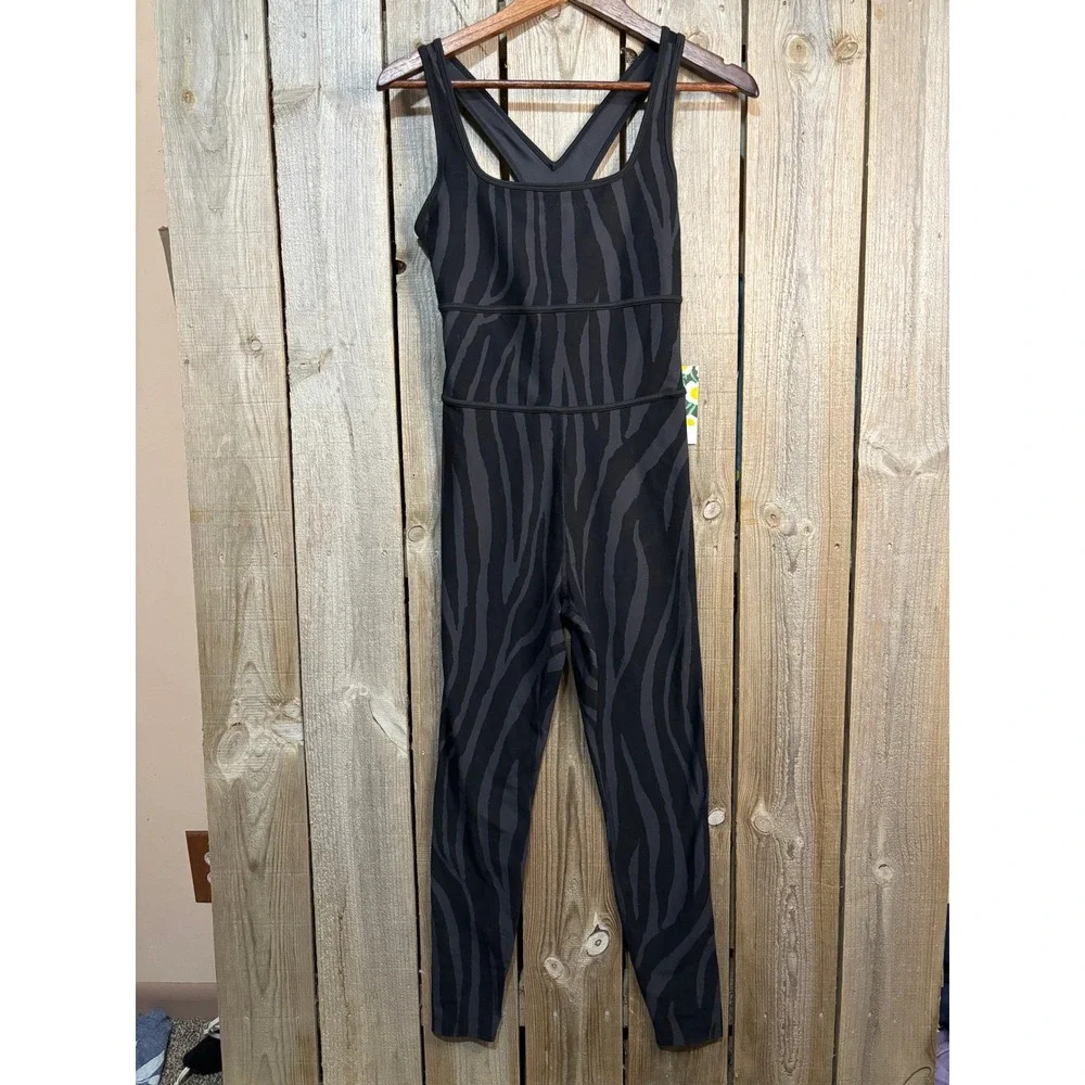 Diane von Furstenberg for Target Zebra Print Active Bodysuit Black Grey Small